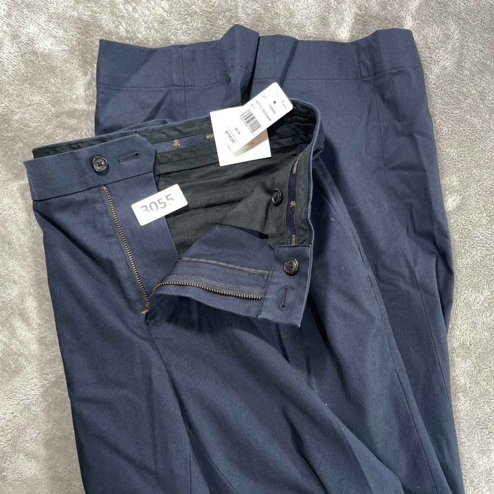 Brooks Brothers Advantage Chino Men 35x30 Navy Blue Regular Fit Stretch Pants